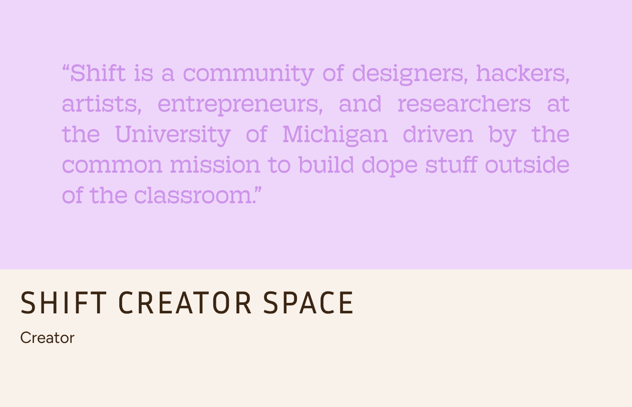 SHIFT Creator Space, Creator