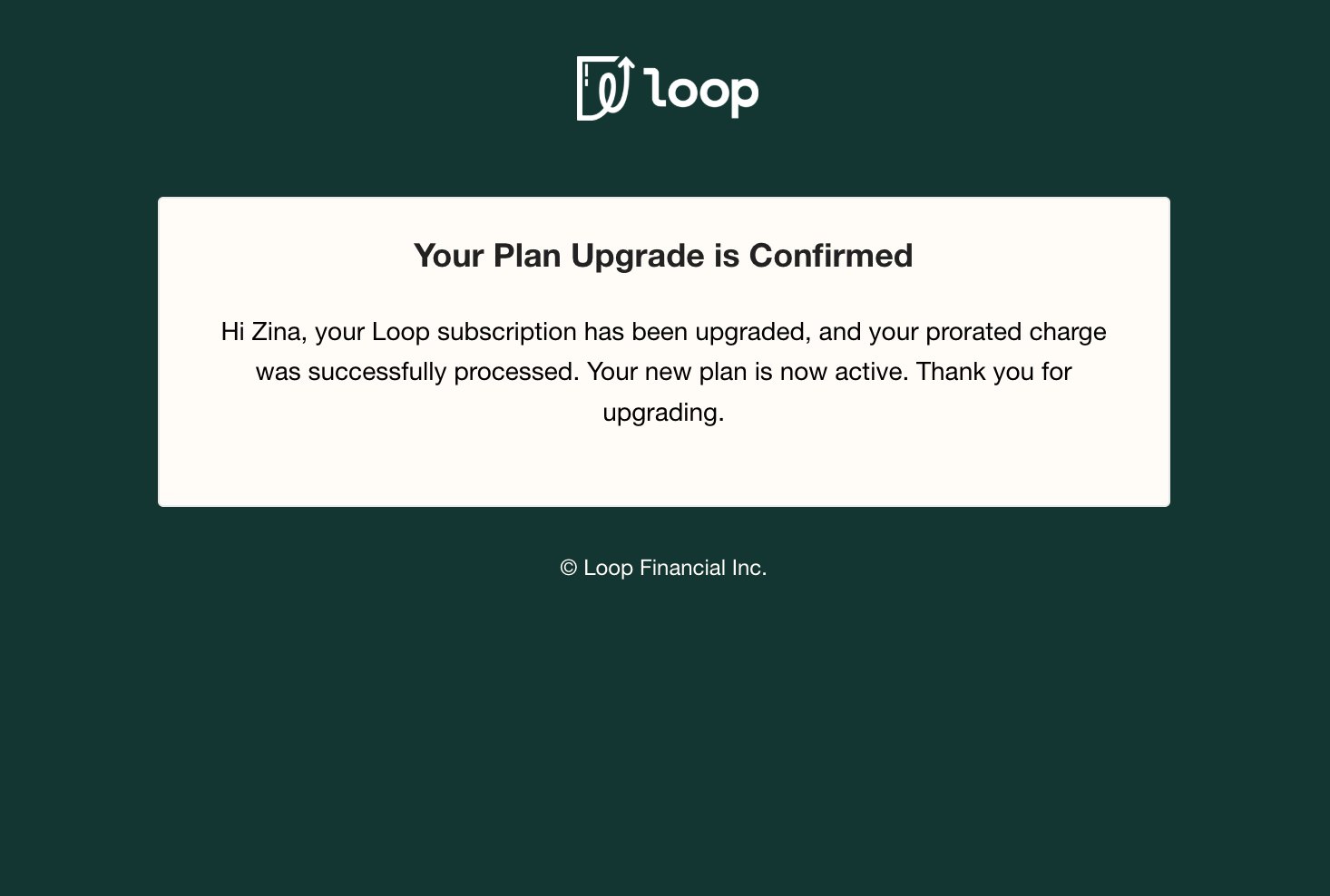An old plan upgrade email