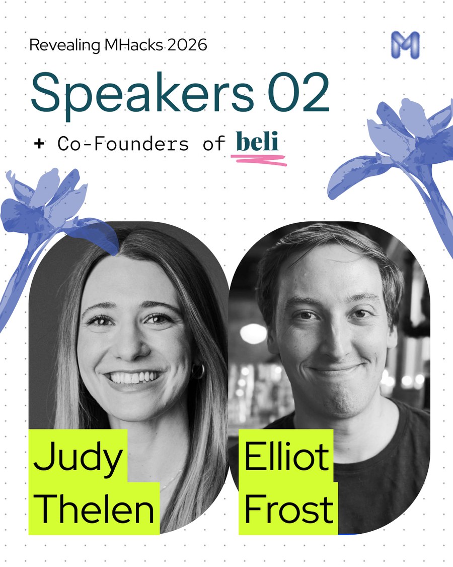 Speaker reveal for the co-founders of Beli
